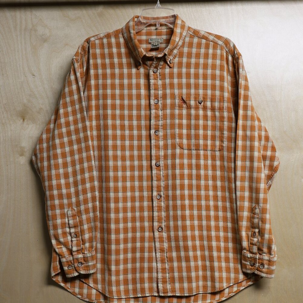 Beretta 100% Cotton Plaid Button Up Men's Sz Lg